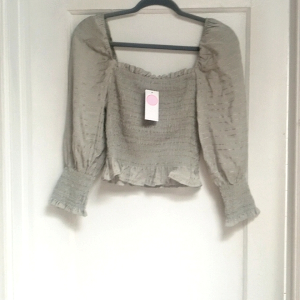 Honey size small  sage green w gold threads blouse